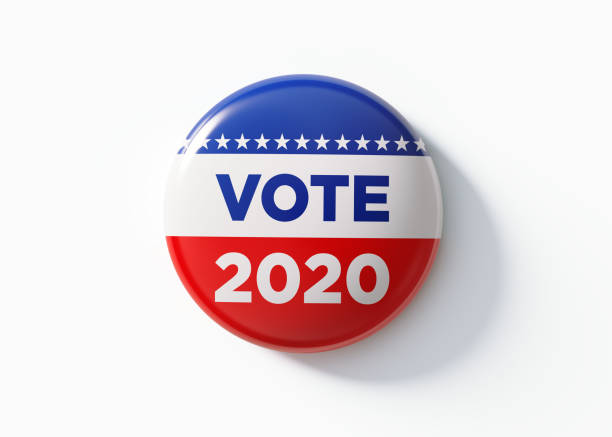Vote 2020 Badge For Elections In USA Vote 2020 badge for elections in the United States of America. Isolated on white background. Great use for election and voting concepts. Clipping path is included. campaign button photos stock pictures, royalty-free photos & images