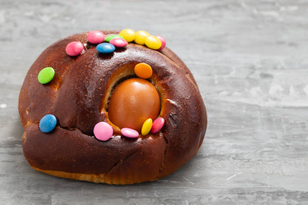 istock typical Portuguese Easter cake Folar with egg on ceramic background 1198064222