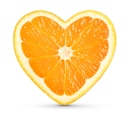 Orange heart concept on white. This file is cleaned and retouched.