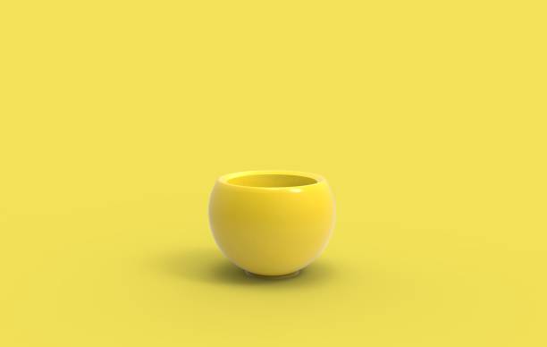istock Empty Yellow Flower Pot on Yellow Background 1198067295