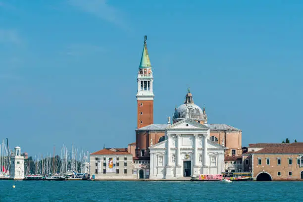 Photo of View of San Giorgio Maggiore, a Benedictine church on the island of the same name in Venice, Italy.