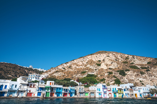 Picturesque Klima village, Milos island (Greece).