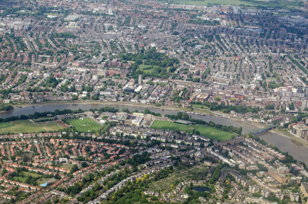 istock River Thames at Barnes - Aerial View, London 1198074333