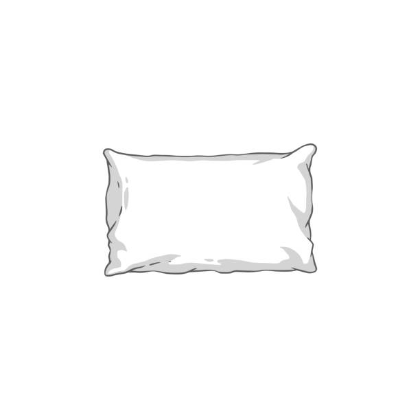 hand gezeichnet weiche rechteckige kissen isoliert auf weißem hintergrund - bed pillow doodle bedroom stock-grafiken, -clipart, -cartoons und -symbole