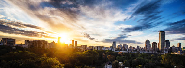 istock Buenos Aires Palermo skyline panoramic aerial view at sunset 1198078718