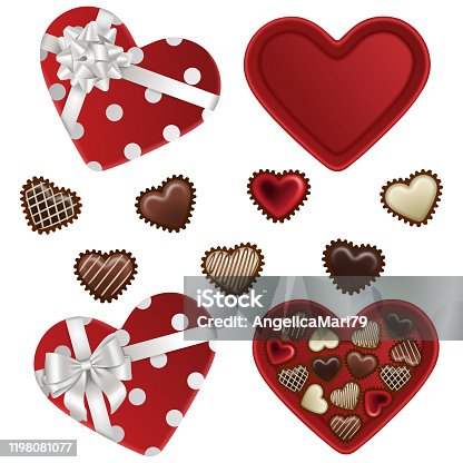 istock isolated heart shaped boxes with chocolates for valentine's day 1198081077