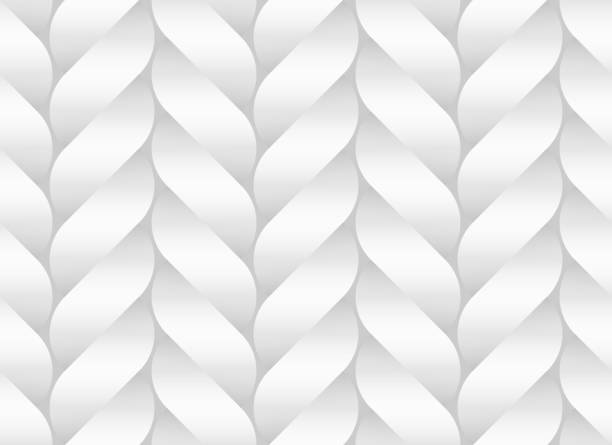 vektor nahtlose muster von weißen geflochtenen papierbändern stilisiert als zöpfe. weiße dekorative illustration. - geflochten stock-grafiken, -clipart, -cartoons und -symbole
