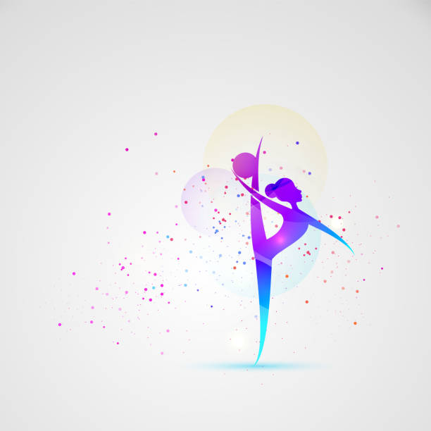 istock Vector illustration gymnast girls force. Abstract background for banner. 1198087488