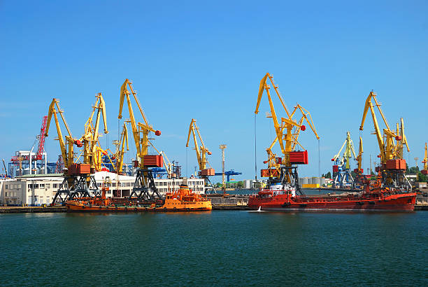 istock Port warehouse with cargoes and containers 119808946