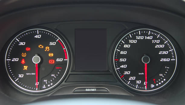 istock illuminated instrument panel with the passenger car 1198089546