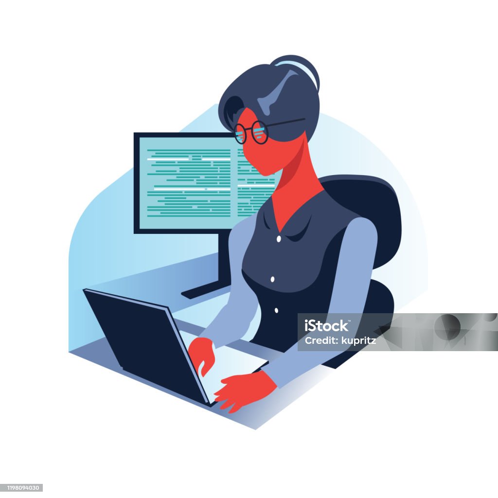 Woman Programmer Or Female Program Development Stock Illustration ...