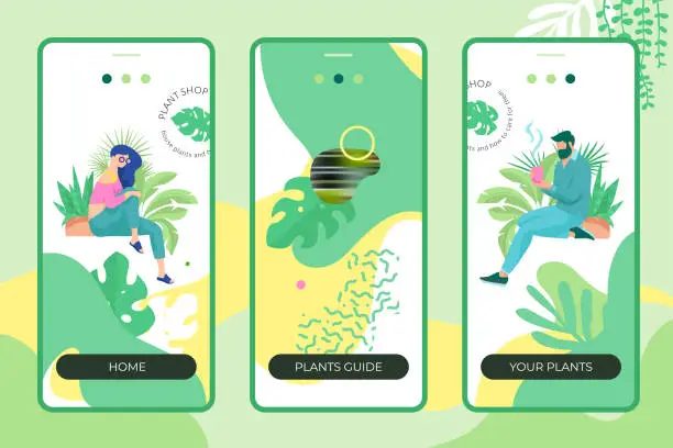 Vector illustration of Plants Shop Mobile App