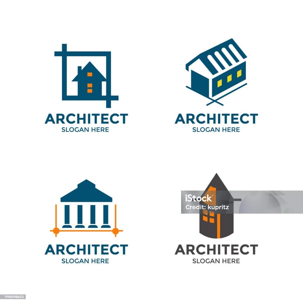 Koleksi Logo Perusahaan Arsitektur Datar Vektor Set Logo Arsitek ...