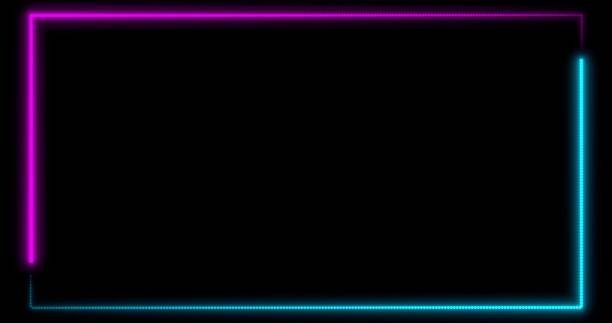 istock Neon background with LED frame screens. Fluorescent abstract blue, purple color. . 3D illustration 1198100356