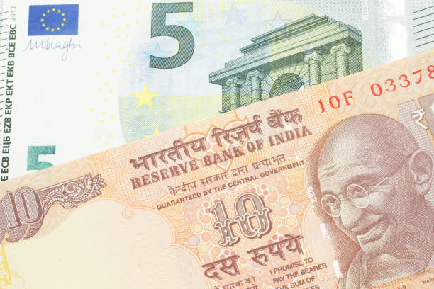 istock Ten Indian rupees with five Euro note 1198101722