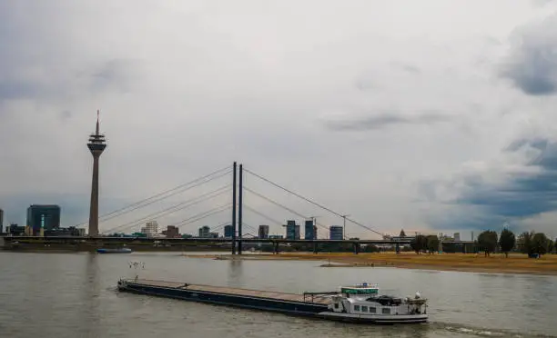 Photo of Medienhafen neighborhood and Rhein river embankment Taken in Dusseldorf, germany