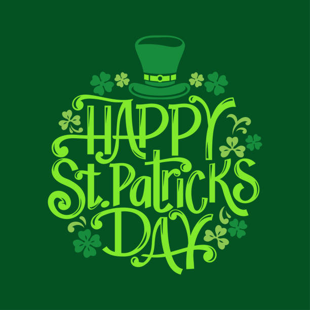 ilustrações de stock, clip art, desenhos animados e ícones de happy st. patrick's day hand drawn lettering vector illustration - st patrick’s day