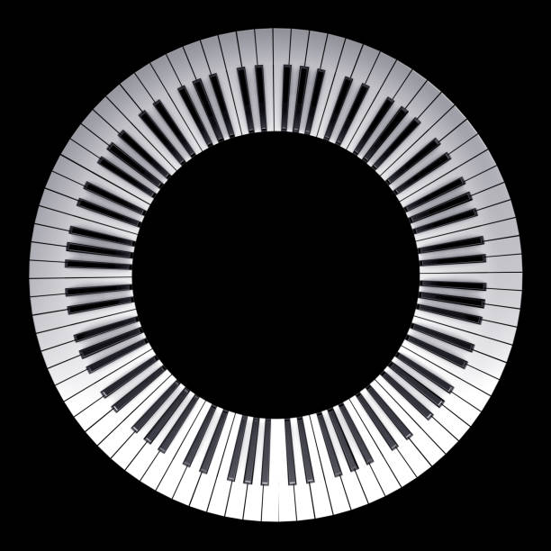 istock Musical keyboard of a piano bent into a circle - 3d illustration 1198105536