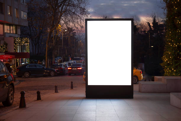 Blank billboard on night street