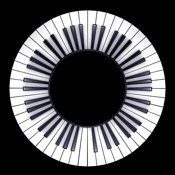 Musical keyboard of a piano bent into a circle - 3d illustration Musical keyboard of a piano bent into a circle - 3d illustration christoph stock pictures, royalty-free photos & images