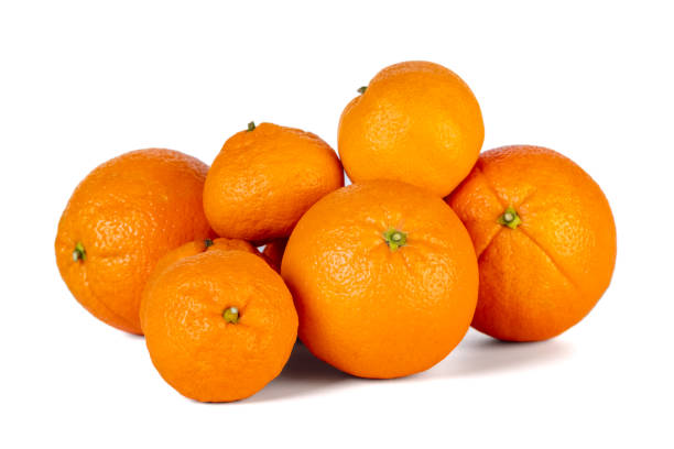 istock Orange and mandarin or tangerine fruit isolated on white background. 1198110963