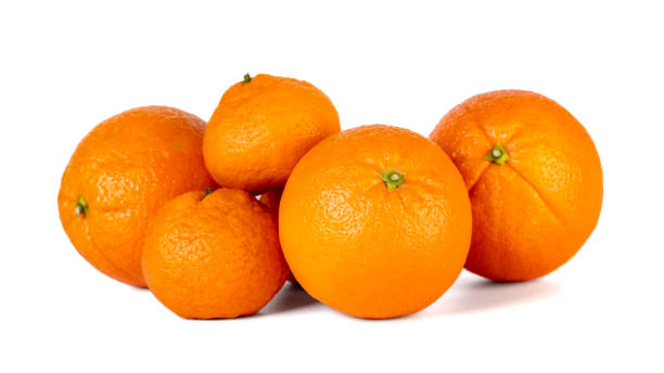 istock Orange and mandarin or tangerine fruit isolated on white background. 1198111069