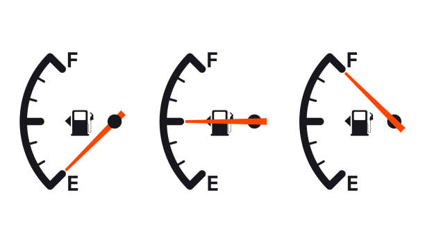 ilustrações de stock, clip art, desenhos animados e ícones de fuel gauge icon. gasoline indicator. fuel indicator. vector illustration - speedometer odometer dial speed