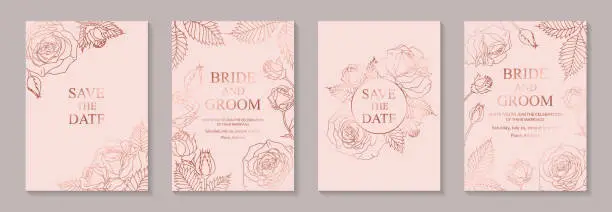 Vector illustration of Set of luxury floral wedding invitation design or greeting card templates.