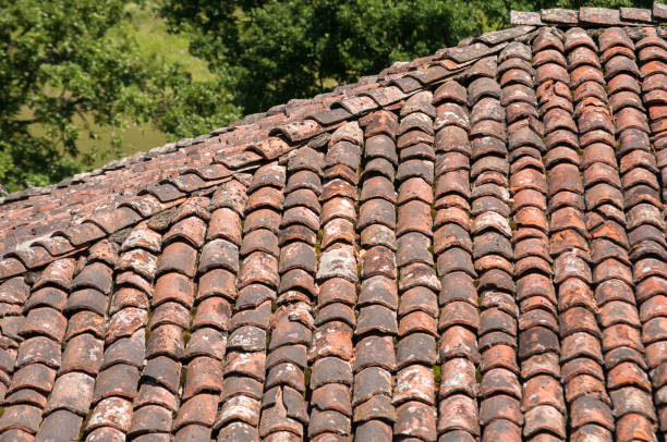 istock Old ceramic roof tiles 1198119503