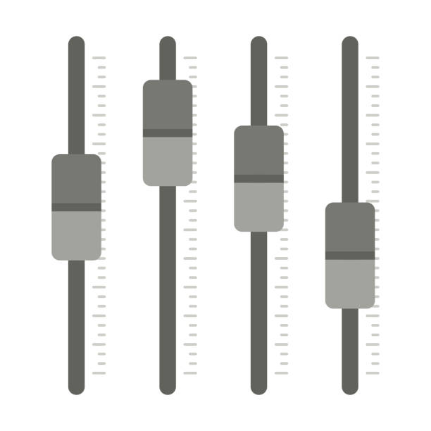 ilustrações de stock, clip art, desenhos animados e ícones de sound mixer. sound management console. sound track slider. vector graphics. - sliding control panel control playing