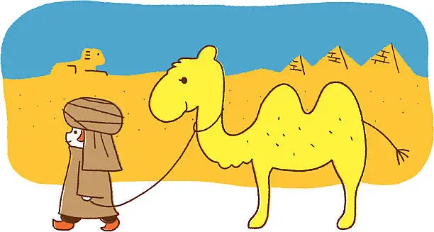 Vector illustration of Camel in desert