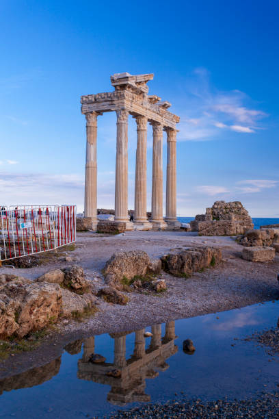 Temple of Apollo After sunset at temple of Apollo. temple of apollo antalya province stock pictures, royalty-free photos & images