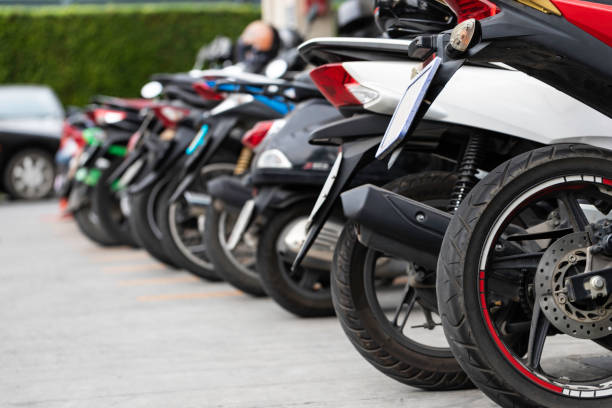 istock Motorcycle parking in line outdoor. 1198131308