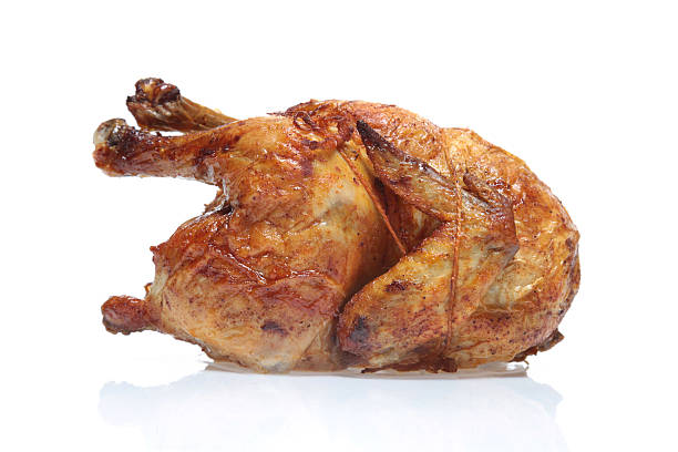 profilo di pollo bbq girarrosto - rotisserie roast chicken chicken roasted foto e immagini stock