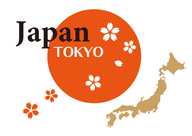 ilustraciones, imágenes clip art, dibujos animados e iconos de stock de imagen de marca del logotipo de imagen japonesa - japanese flag flag japan illustration and painting