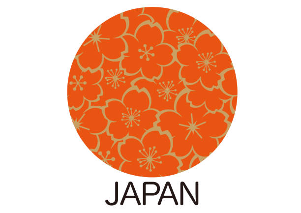 ilustraciones, imágenes clip art, dibujos animados e iconos de stock de imagen de marca del logotipo de imagen japonesa - japanese flag flag japan illustration and painting