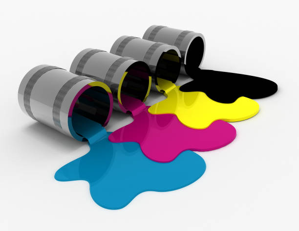 Spilled Paint Cans isolated on white background (CMYK Concept)