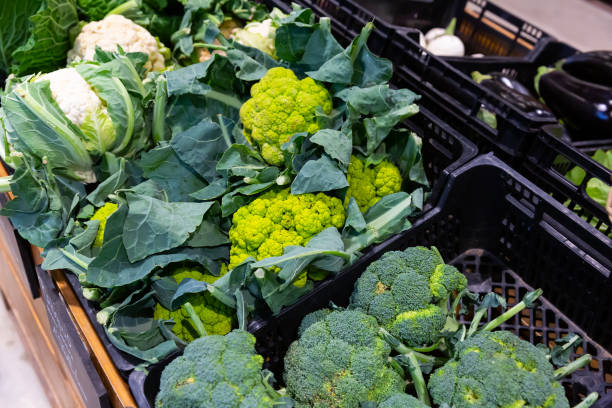 istock Broccoflower, cauliflower, broccoli, cabbage at market 1198140801