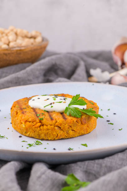 istock Grilled veggie burgers with chickpeas and vegetables 1198142930