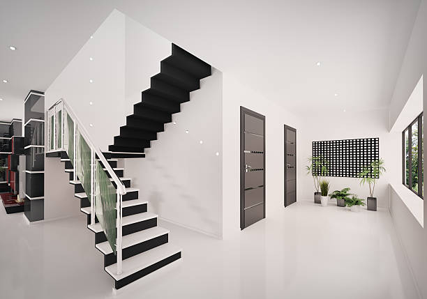 istock Interior of modern entrance hall 3d render 119814700