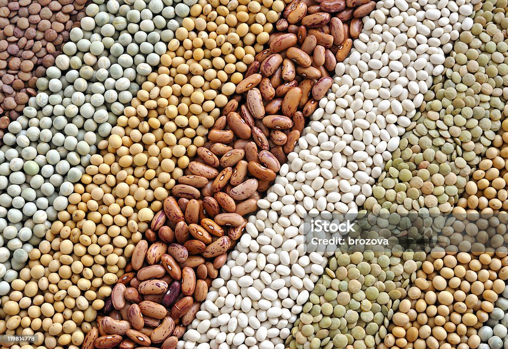 Mistura de Lentilhas secas, soybeans, ervilhas, feijão-fundo - Royalty-free Abundância Foto de stock