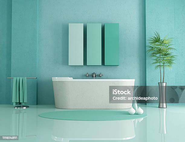 Minimalist Bathroom Stock Photo - Download Image Now - Sparse, Color Image, Green Color