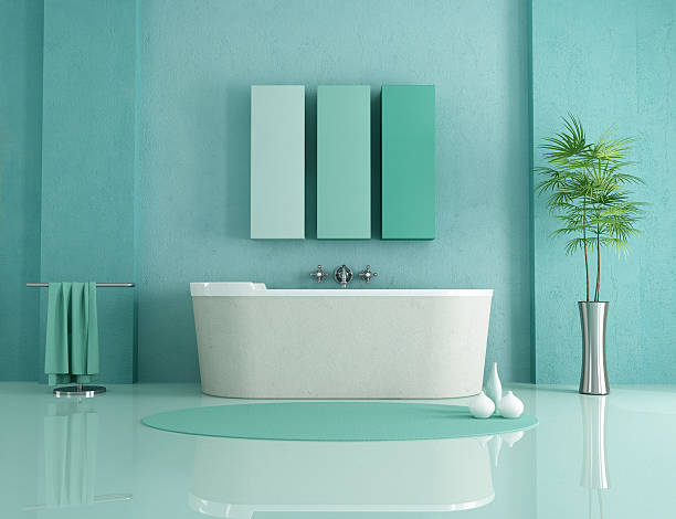 minimalistyczne łazienki - bathroom contemporary sparse bathtub zdjęcia i obrazy z banku zdjęć