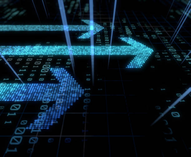 istock Arrow consisting of digital arrays, fintech progress and career success, network big data transmission 1198149111