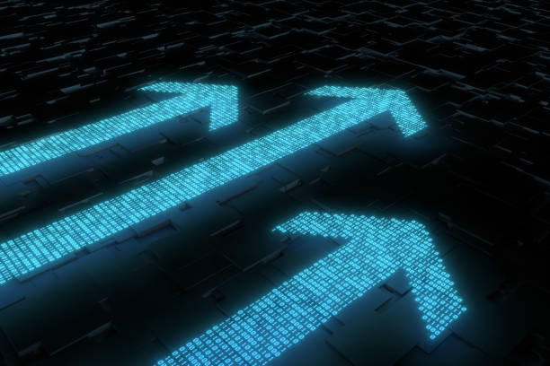 istock Arrow consisting of digital arrays, fintech progress and career success, network big data transmission 1198149122