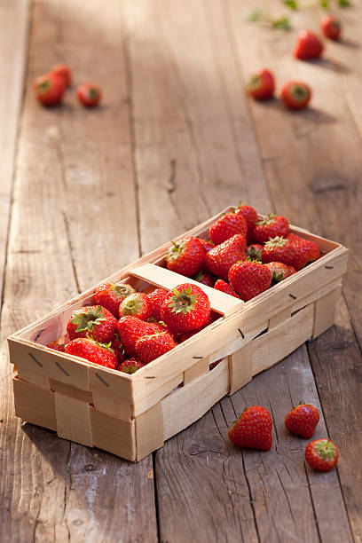 Basket of strawberries stock photo