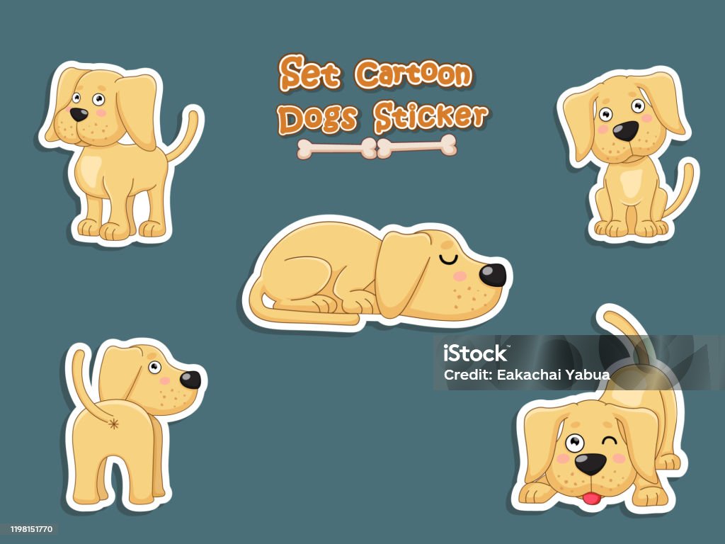 Süße Hunde Cartoon Aufkleber Set Vektorillustration Mit Cartoon Lustige Tier  Rahmen Stock Vektor Art und mehr Bilder von Abstrakt - iStock