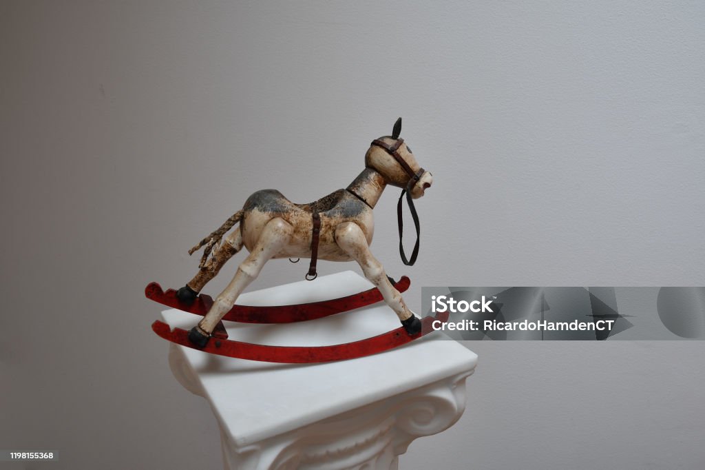 hand painted rocking horse Antique Shop Stock Photo