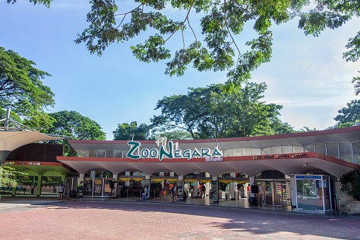 The front view from the entrance to Malaysia National Zoological Park in Kuala Lupur, The 110 Acres Zoo is the largest zoo in Malaysia.