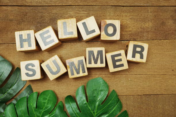 istock Hello Summer alphabet letter on wooden background 1198162470